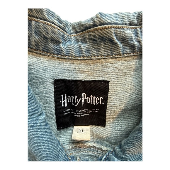 Harry Potter Deathly Hallows Girls Crop Denim Jacket - Size XL - Picture 8 of 16